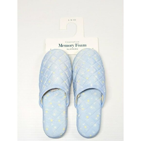 Charter Club Women's Quilted Paisley Floral Clog Slippers Blue Size L (MSRP $35) - Picture 3 of 5